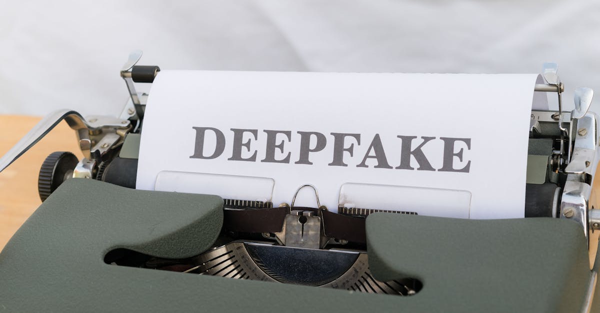 Old-fashioned typewriter with a paper labeled 'DEEPFAKE', symbolizing AI-generated content.