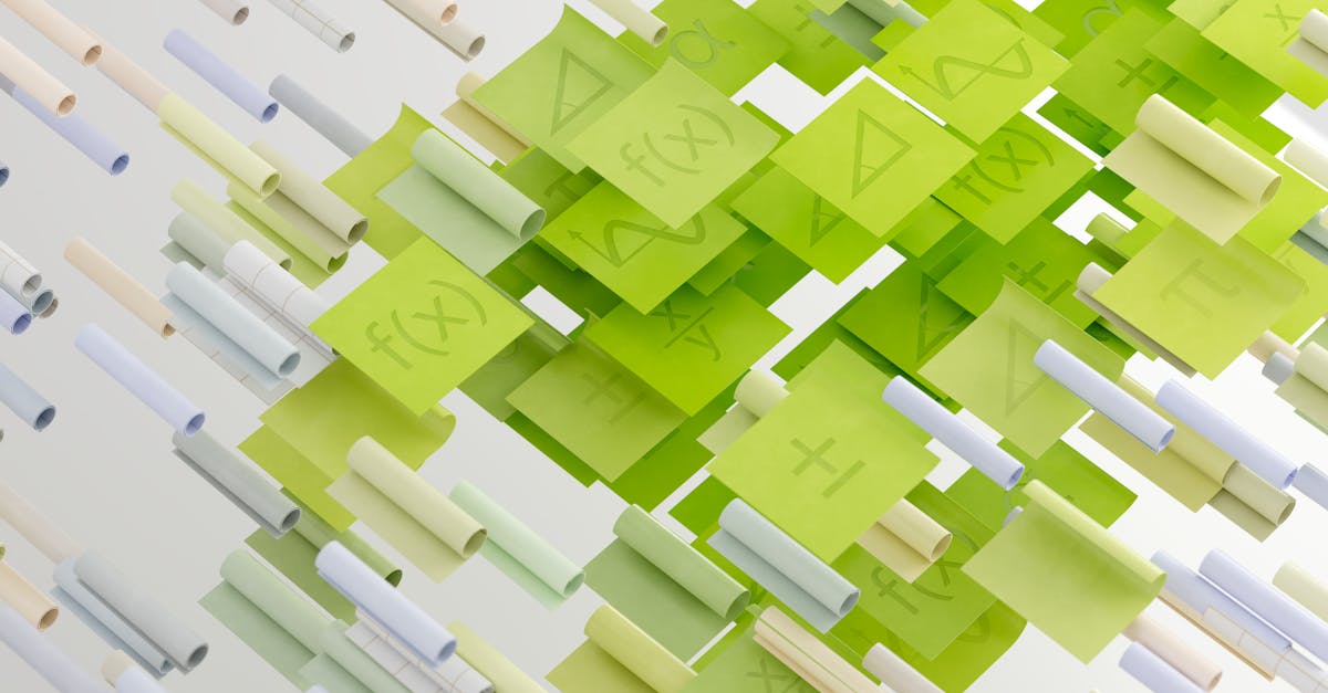 Dynamic abstract image with mathematical symbols on floating papers, vibrant and conceptual.
